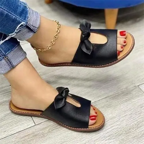 Ladies Flat Slippers - Black