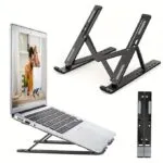 White Label Foldable Laptop Tablet Stand Adjustable Bracket - Black
