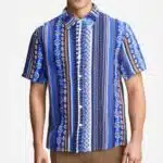 Berrykey Men's Hawaiian Ink Print Bottom-Down Beach Short Sleeve T-Shirt Casual Tops