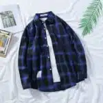 Men's Longs Sleeve Plaid Shirt-blue