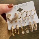 Set Of 9 Hoops , Studs & Pearl Earring Set