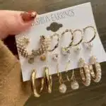 Set Of 9 Hoops , Studs & Pearl Earring Set