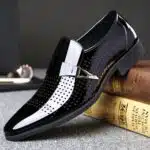 Men's Glossy Brogue Leather Shoes Loafers & Slip-ons Formal Corporate Black