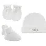Newborn Beanie Cap + Mittens + Socks Set