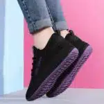 Women Fashion Sneakers-Violet and Black - Image 2