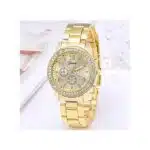 Geneva 2 In 1 Rhinestone Women Watch With Bracelet- Gold - Image 2