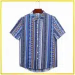 Berrykey Men's Hawaiian Ink Print Bottom-Down Beach Short Sleeve T-Shirt Casual Tops - Image 2