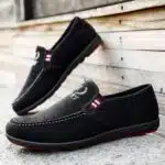 Men's Fashion Canvas Loafers Men's Business Shoes Casual Shoes - Black - Image 3