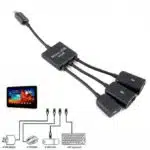 OR Micro USB Hub OTG Connector Spliter Power Charging Cable Data Wire-black-3 Port - Image 3