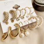 Set Of 9 Hoops , Studs & Pearl Earring Set - Image 2