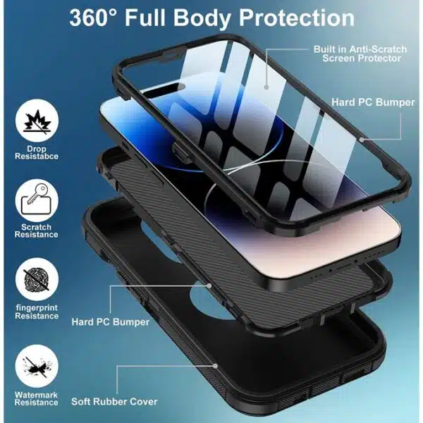 360 Rugged Case + Inbuilt Screen Guard For IPhone 14 Pro Max - Image 3
