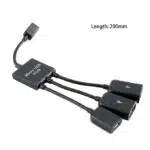 OR Micro USB Hub OTG Connector Spliter Power Charging Cable Data Wire-black-3 Port