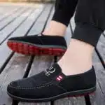 Men's Fashion Canvas Loafers Men's Business Shoes Casual Shoes - Black - Image 2