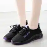 Women Fashion Sneakers-Violet and Black - Image 4