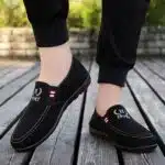 Men's Fashion Canvas Loafers Men's Business Shoes Casual Shoes - Black - Image 5