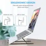 White Label Foldable Laptop Tablet Stand Adjustable Bracket - Black - Image 2