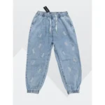 Super quality elastic waist pattern boyfriend jeans