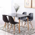 Rectangular Restaurant Dining Table + 4 Plastic Chairs