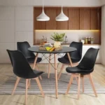 Luxury Dinning Round Table + 4 Sitting Chairs( Black)
