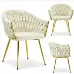 Modern Luxury Velvet Dinning Chair With Armrest Cream