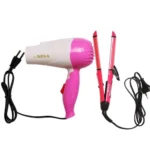 Nova 2 In 1 Hair Straightener And Curler With Hand Dryer - Pink