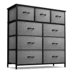 LASA 9-Tier Dark Grey Fabric Cabinet – Spacious & Sturdy