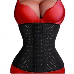 3-Row Hook Waist Trainer/Trimmer Belt Slimming Modelling Strap Belt Black
