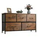 LASA 5-Tier Fabric Cabinet – Rustic Brown, Strong Build