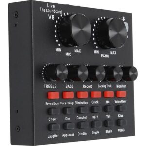 Bluetooth V8 Live Sound Card With 12 Sound Effects.For Phone/Computer PC/Music Recording