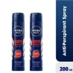 NIVEA Dry Impact Anti-Perspirant Spray For Men, 72h - 200ml (Pack Of 2)