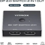 8k Dp Switch 2 In 1 Out, Displayport 2.0/1.4 Switche Support 8k@60hz- 5k@240hz - Image 3