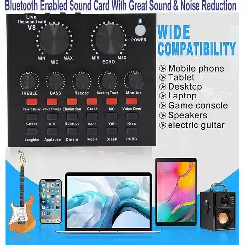 Bluetooth V8 Live Sound Card With 12 Sound Effects.For Phone/Computer PC/Music Recording - Image 4