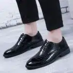 Cooperate Business Men's Leather Luxury Wedding Office Formal Shoes - Black - Image 2