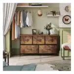 LASA 5-Tier Fabric Cabinet – Rustic Brown, Strong Build - Image 3