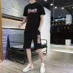 2-in-1 Men's T-Shirts/Shorts Set -Black - Image 2