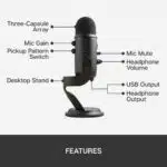 Microphone Blue Yeti USB Podcast Microphone – Blackout - Image 2