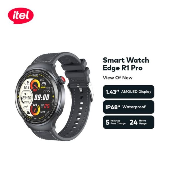 itel Smart Watch Edge R1 Pro O43 1.43"AMOLED IP68 Fast Charging Grey