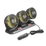 360-Degree Rotating Adjustable Car Three-Head Fan, Style:12V