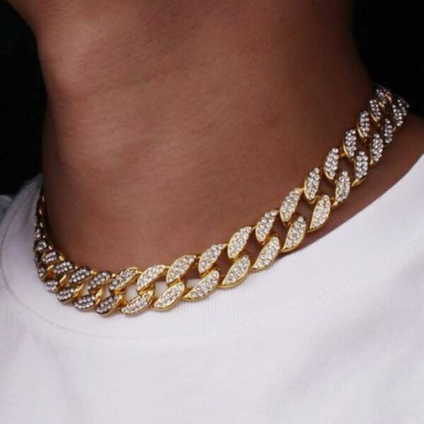 Berrykey Iced Cuban Link Chain Couple Men's - Gold