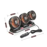 360-Degree Rotating Adjustable Car Three-Head Fan, Style:12V - Image 3