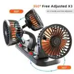 360-Degree Rotating Adjustable Car Three-Head Fan, Style:12V - Image 4