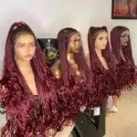 30 inches Full Frontal Spiral Curly Braided wig (wine colour)