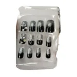 Shimmery Tips Press-on Nails - Black/Silver -12 PCS - Image 2
