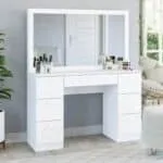 Modern Corner Dresser With Mirror - White