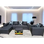 Couch Of L-shape Sofa And Single Chair With Ottoman Table And Pillows - Image 2