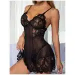 Sexy Lingerie Women Lace Mesh Babydoll Strap Sleepwear - Image 3