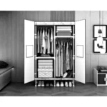 Steel Mobile Wardrobe With 2 Real Opening Doors And Drawers - Brown - Image 2