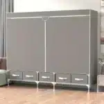 Supreme Steel Mobile Wardrobe With 5 Drawers - Grey