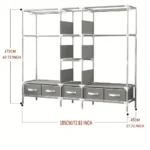 Supreme Steel Mobile Wardrobe With 5 Drawers - Grey - Image 2