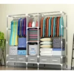 Supreme Steel Mobile Wardrobe With 5 Drawers - Grey - Image 3